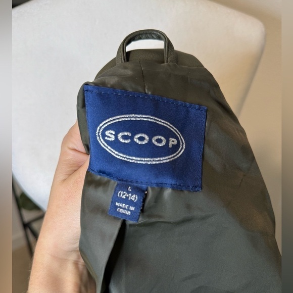 Scoop Women's Faux Leather Moto Jacket Olive Army Green Size L - Picture 6 of 11